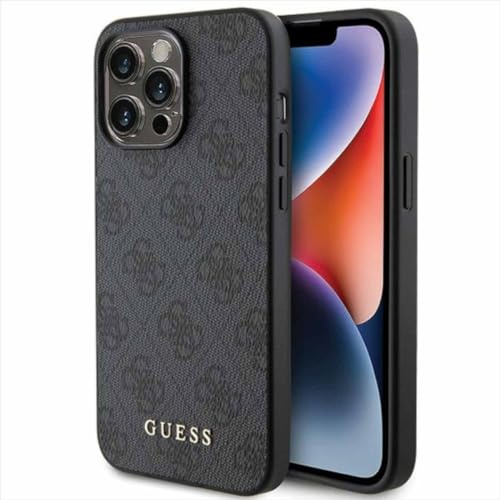Guess GUHCP15XG4GFGR Hülle für iPhone 15 Pro Max 6.7 grau Hard case 4G Metal Gold Logo