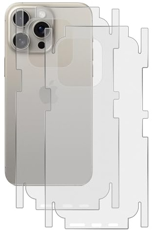 GIOPUEY [2 Pezzi Pellicola Protettiva Retro per iPhone 15 PRO Max, iPhone 15 PRO Max Retro Pellicola, TPU Morbido, Sottile, Consistenza Opaca, Bordo Protettivo - Translucent