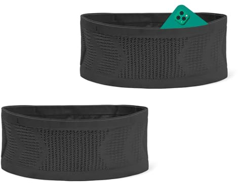 2 Pezzi Cintura da Corsa Sportivo Marsupio Traspirante Lavorato a Maglia, Cintura da Corsa Grande Capacità Multifunzionale Unisex Marsupio Running per Fitness Corsa Jogging Ciclismo Esercizi
