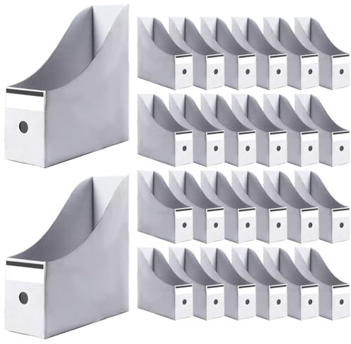 Voittozege 24 Stück Zeitschriftenhalter Zeitschriftenhalter 26,7 x 26,9 x 8,9 cm weiß Zeitschriftenhalter stabiler Karton Zeitschriftenhalter für Zuhause, Büro, Schreibtischbedarf