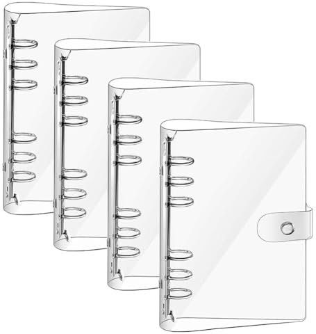 4 Pezzi ​Copertina Raccoglitore Anelli A5 Copertina Protettiva in PVC Trasparente per Raccoglitore per Notebook Raccoglitore A5 Ricaricabile a 6 Anelli