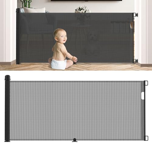 YUENFONG Trappskyddsgaller, dörrskyddsgaller, 87 x 300 cm, trappskydd, dörrgaller, avstängningsgaller, utdragbar infällbar dörr för baby och husdjur (0–300 cm, svart)