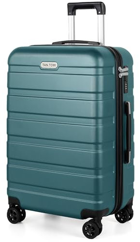 TANTOMI Koffer Groß, Reisekoffer Hartschalenkoffer, Koffer & Trolley mit Passwortsperre, Hartschale Suitcase mit 4 Rollen(Helles Dunkelgrün)