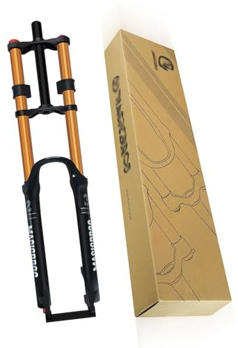 MIRODO DH Mountainbike-Federgabel 26/27,5/29 Zoll Doppelschulter-Luftgabel 1-1/8 Zoll Stoßdämpfer Pneumatische Gabel Federweg 180mm Mit Dämpfung Manuelle Sperre QR 9 * 100mm(Gold,29)