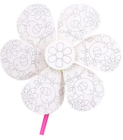 HONMEET DIY Windmühle Aus Holz Unfertige Papierwindmühle Für Junge Mädchen Mit Blumen Und Vogelmustern Zum Malen Und Graffiti