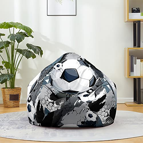 DOTBUY-SHOP Sitzsack Bezug (Ohne Füllstoff), Comfort Sitzsack Kinder Erwachsene, Waschbar Bean Bag Fußballdruck Sitzsäcke, Gaming Bean Bag Chair für Indoor Outdoor (Fußball 1,L)