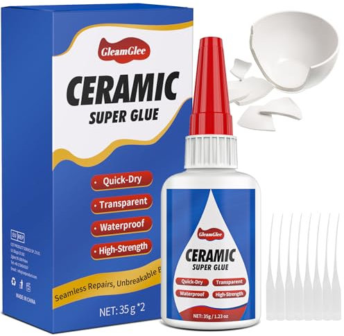 Pegamento para Cerámica 35g – Adhesivo Fuerte e Impermeable para Porcelana, Platos, Baldosas, Manualidades, Alfarería y Más – Resistente al Calor