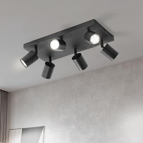 Lichtmaler LED Deckenstrahler 6 Flammig Deckelampe - Deckeleuchte Schwarz GU10 Deckenspots Quadratische Schwenkbar 350° Spotlight Modern Spots für Flur Wohnzimmer Schlafzimmer, Ohne Leuchtmittel