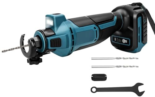 Fresadora de Corte Inalámbrica compatible con Ma-kita 18 V Batería, Cortador Rotativo con Batería, 3 Velocidades 20000/25000/30000 rpm, Luz LED, Profundidad Ajustable(Pilas no incluidas)