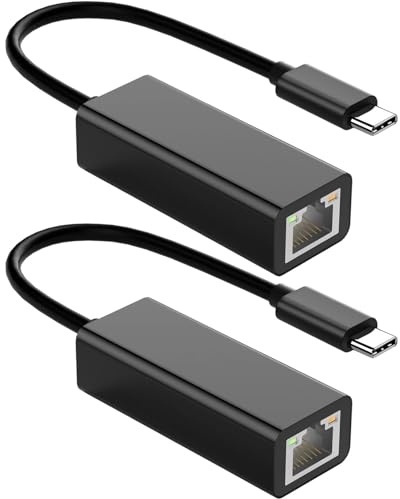 2 adaptadores Ethernet USB 2.0/Tipo C a RJ45 - Adaptador Ethernet USB Tipo | C | Adaptador Ethernet Convertidor de red Gigabit | Convertidor de red para portátiles y