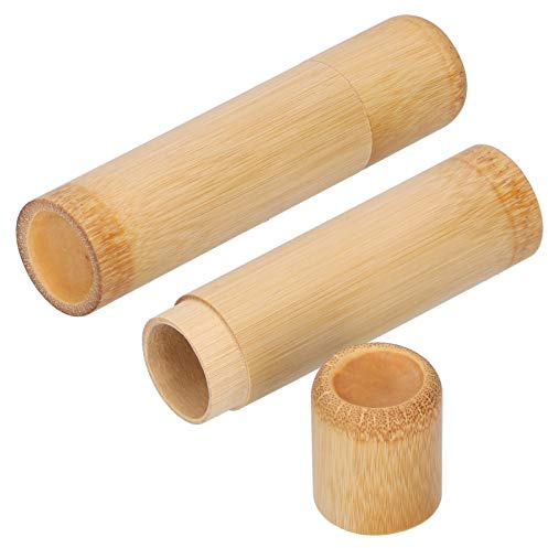 Jwthee 2PCS Wooden Tubes, Portable Tea Storage Cylinder Round Spices Storage Jar with a Lid for Storing Tea Coffee Beans Various Spices, Tubes for Toothbrush Paintbrush Pens Tea Canister