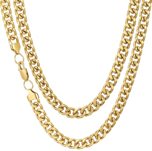 HSWYFCJY Halskette Herren Klassische Panzerkette Silber Gold Schwarz Kubanische Kette 3/4/5/6/7/8mm Edelstahl Hip-Hop Halskette Länge 45-65cm Schmuck Geschenke für Männer Damen