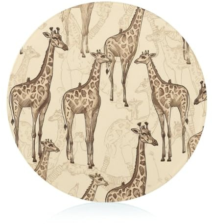 Kitchen Cutting Board Chopping Board Non-Slip Heat Resistant Easy to Clean Hand Drawn Giraffes Cutting Board - Ideal Kitchen Gift for Home Cooks