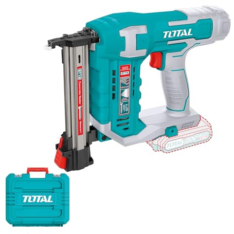 TOTAL - Clavadora a Batería 20V para Hormigón | 2 Clavos| Compatible ST18 | Cargador 65 Clavos | Modelo TCSTLI3805 | Herramienta Eléctrica con Maletín y Clavos Incluidos