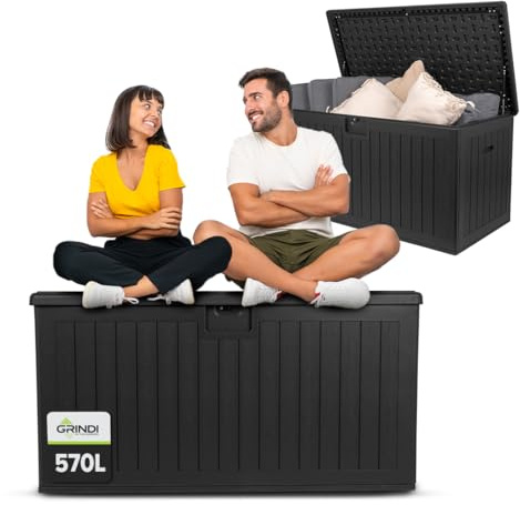 Gartenbox 570 L Auflagenbox Treeline Kissenbox Gartenmöbel Balkonmöbel | Auflagenbox wasserdicht - Kissenbox Outdoor wasserdicht - Aufbewahrungsbox mit Deckel Garten - Geräteschuppen Garten Zubehör