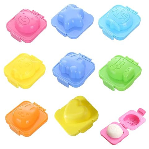 8 Stück Eierformer Für Gekochte Eier - Onigiri Form, Gekochte Ei Mold,Eierformer Sushi Reisform Kunststoff Set 8-teilig – Antihaft, leicht zu reinigen, für Zuhause, Büro, Camping – Farben zufällig