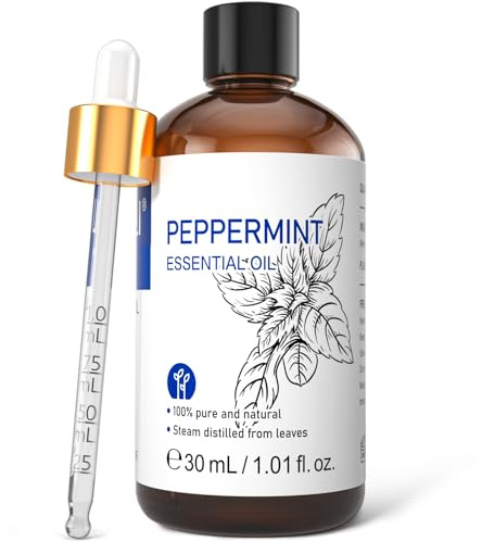 HIQILI Pfefferminzöl Ätherisches Öl,Peppermint Oil für Diffuser, Massage | Erfrischendes Minzaroma für DIY & Zuhause, Selbstgemachtes Spray, Haar & Hautpflege - 30ml / 1.01 fl oz