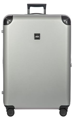 Bric's Amalfi Lightweight Hard Shell Suitcase – Expandable Checked Luggage with Water-Repellent Zip, Smooth 360° Wheels & TSA Lock - 32 Inch, Silver