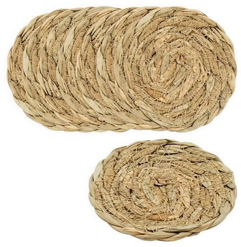 Seegras Glasuntersetzer Natur rund 8er Set | Rattan, Für Gläser und Tassen, Getränkeuntersetzer, Nachhaltig