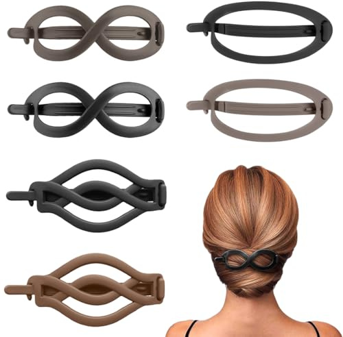 6 Stück Haarspange für Damen Französische Hair Clip Set Banana Clip Ellipse Haarspangen Rutschfest Haarklammern für Dünnes oder Dickes Haar Groß Klassische Vintage Matt Haarspange für Frauen Mädchen