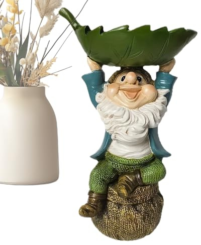 Mangeoire pour oiseaux pour l'extérieur | Bain d'oiseaux en plastique avec décoration nain de jardin et forme de feuille pour jardin, terrasse, balcon, pelouse