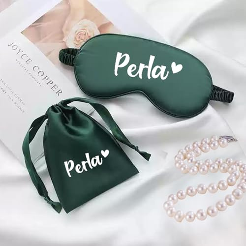 Personalisierte Augenmaske, Brautjungferngeschenk, Brautpartygeschenk, Schlafmaske, Personalisiertes Hochzeitsgeschenk, Seidige Satinmaske, Junggesellinnenabschied(Grass green)
