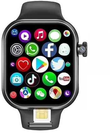 JINSHANGZI 5G Android Smartwatch CD20 2.29-inch AMOLED Screen with 180 ° Rotating Camera Supports SIM Card WiFi GPS Video Calls (Black,8GB 128GB)