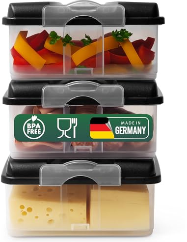 Novaliv 3x Frischhaltedosen groß mit 3x Deckel, stapelbar für Kühlschrank & Gefrierfach, Vorratsdosen Set Aufbewahrungsbox Organizer, für Aufschnitt Wurst Käse Obst Gemüse, Meal-Prep Dosen Box