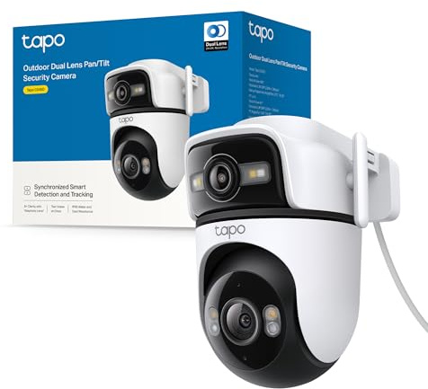 Tapo C545D Outdoor Überwachungskamera | 2K Dual-Objektiv | 165° Weitwinkel & 6mm Teleobjektiv | Smart Tracking | Gratis KI-Erkennung | 2,4GHz WLAN & Ethernet | Lokale MicroSD | IP66