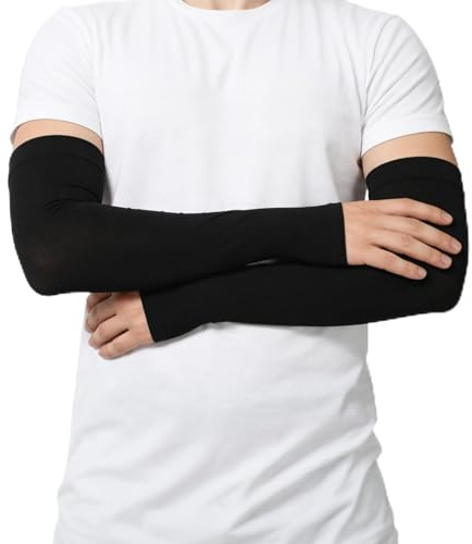 leruiyezs Manicotto Braccio Antiscivolo,Nero,Protezione UV UPF50,Tessuto Traspirante Raffreddante,TagliaUnica Per Uomo Donna,Sport Ciclismo Golf,Manicotti Pallavolo Escursionismo,Copertura Tatuaggi
