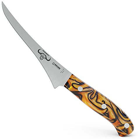 Giesser depuis 1776 - fabriqué en Allemagne - Couteau à filet 17 cm Spicy Orange, PremiumCut Filet No 1, couteau à filet, acrylique, exotique, inoxydable, couteau à griller allemand tranchant