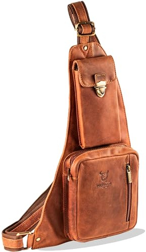 MATADOR Leder Schultertasche Umhängetasche mit Handyfach