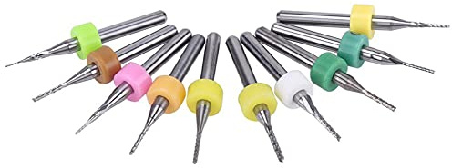 Akozon Titan Beschichtete Schaftfräser Set PCB Schaftfräser Gravur Bits Cutter 1/8Schaft Set von 10pcs 0.5mm-1.4 mm Fräser Gravur Bits CNC Rotary Burrs Set