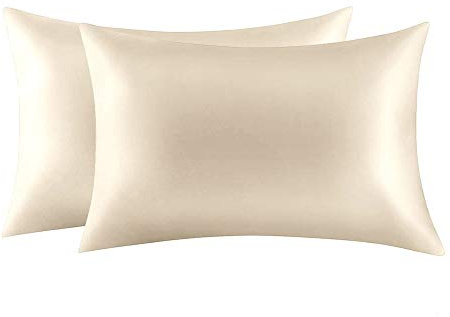Jocoku Lot de 2 taies d'oreiller 100% Soie de mûrier pour Les Cheveux et la Peau, taies d'oreiller Super Douces et Respirantes en Soie Naturelle pour Grand lit (Grand lit, Beige Chamois)