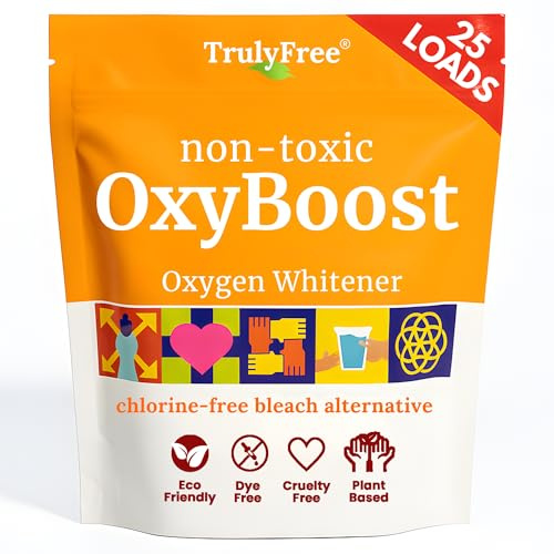 Truly Free OxyBoost - Oxygen Whitener & Clothes Stain Remover Laundry Detergent Powder with Sodium Percarbonate - Brightens Whites & Safe for Colors - Non-Chlorine, Gentle Yet Powerful - Pack of 1