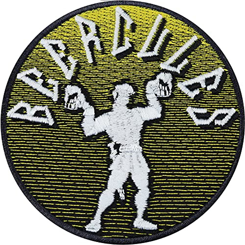 Lustiger Aufnäher BEERCULES Spiel Aufbügler Bierkules Jungesellenaschied Herkules Biertrinker Bügelbild Poltern Patch zum annähen/aufbügeln | Geschenk Bierliebhaber Team Bräutigam 80x80mm