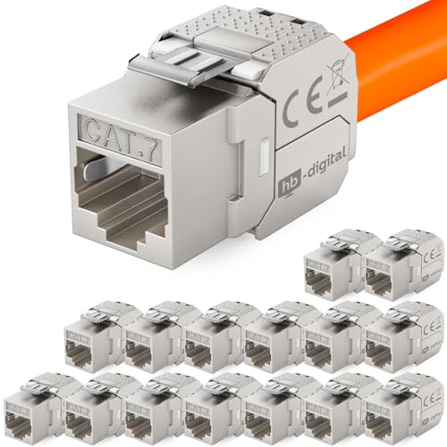 HB-Digital 16x CAT 7 Keystone Modulo RJ-45 Jack Connettore 1000 MHz 10Gbit/s Cavo Internet LSA per Patch Panel Ethernet LAN