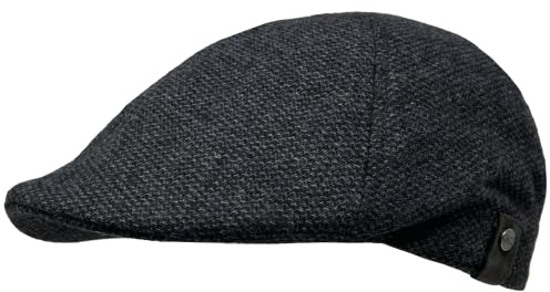 WEROR Herren Flatcap Schirmmütze Schiebermütze Mütze Cap Fischgrät WEROR-406.1 (58-59, Schwarz)