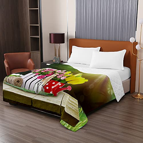 Odot Colcha Bouti de Verano, 3D Pajarita Estampado Suave Microfibra Multiusos Cubrecama Lavable Acolchada Edredón Manta para Cama de Infantil Individual Matrimonio (230x280cm,jardinería)
