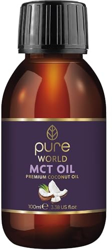 Pure World Natural MCT Oil 100ML 100% Pure and Undiluted. Premium Quality MCT Oil. Natural C8 & C10 Vegan