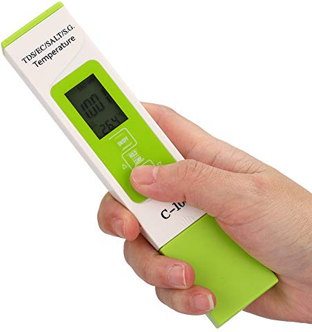 C-100 Testeur De Qualité De L'eau 5 En 1 Testeur De Salinité TDS EC Testeur D'eau De Mer Sonde Haute Sensibilité Testeur D'eau De Piscine Pour Aquariums Piscines Hydroponiques