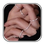 HUASAI Set di Anelli Impilabili in Argento per Donne - Anelli Boho Luccicanti e Scintillanti per Dita e Nocche (5 Pezzi)