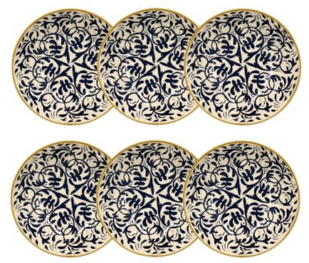 NOVASTYL - Lot 6 assiettes creuses héraclée 20cm en grès décor bleu - 2614306