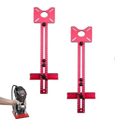 Gamfoam 4-in-1 Oberfräsen-Fräsnutenhalterung, Oberfräsen-Fräsnutenhalterung, verstellbares Schrankschablonenwerkzeug, Schrank-Hardware-Vorrichtung, Aluminium-Frästisch-Einlegeplatte for Holzbearbe