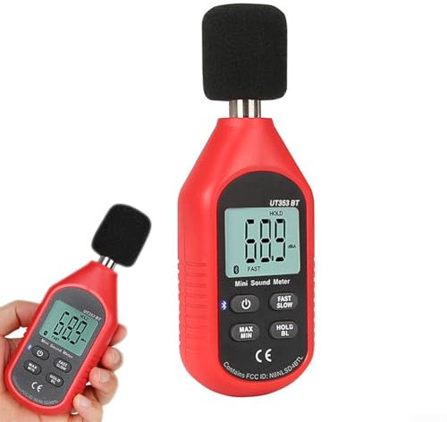 Dezibelmessgerät, UT353BT Geräuschmessgerät mit Bluetooth Handheld Sound Dezibel Sound Noise Monitoring Tester Noise Volume Measuring Instrument
