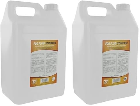 BoomToneDJ Fog Fluid Standard Liquide professionnel pour machine à fumée. Bidon 5 litres recyclable. Fumée blanche, légère Incolore. Inodore. Economique. Fabriqué en France. Normes NF et CE.