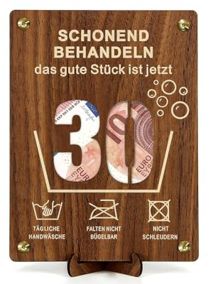 Giftota Witzige 30. Geburtstag Geldgeschenke Holz mit Geburtstagskarte, Geschenke zum 30 Geburtstag Frauen Männer, 30. Geburtstag Geschenkverpackung