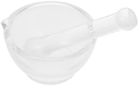 BELLIFFY Juego de Mortero de Vidrio para Laboratorio Bol de 60ml y Majadero, Práctico Base Reforzada para Experimentos Químicos y Uso en Cocina