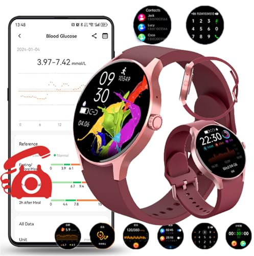 Fohatu 𝐁𝐥𝐮𝐭𝐳𝐮𝐜𝐤𝐞𝐫 Smartwatch Mit Bluetooth-Anrufe,𝐛𝐥𝐮𝐭𝐳𝐮𝐜𝐤𝐞𝐫𝐦𝐞𝐬𝐬𝐮𝐧𝐠𝐃𝐢𝐚𝐛𝐞𝐭𝐞𝐬 Smartwatch Fitness-Tracker,smartwatch blutdruckmessung,Fitnessuhr Mit Pulsschlag,E
