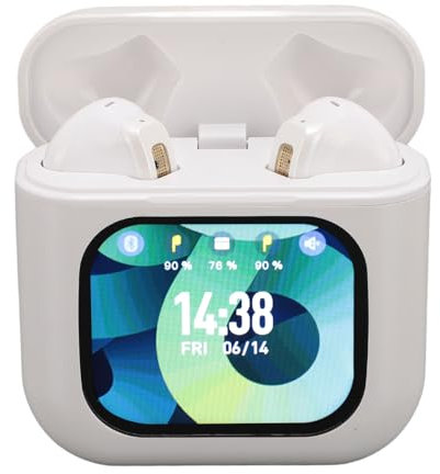 Auriculares Bluetooth, Auriculares Intrauditivos con Cancelación de Ruido y Estuche de Carga con Pantalla Táctil, Auriculares Estéreo con Graves, para Ejercicio Deportivo (White)